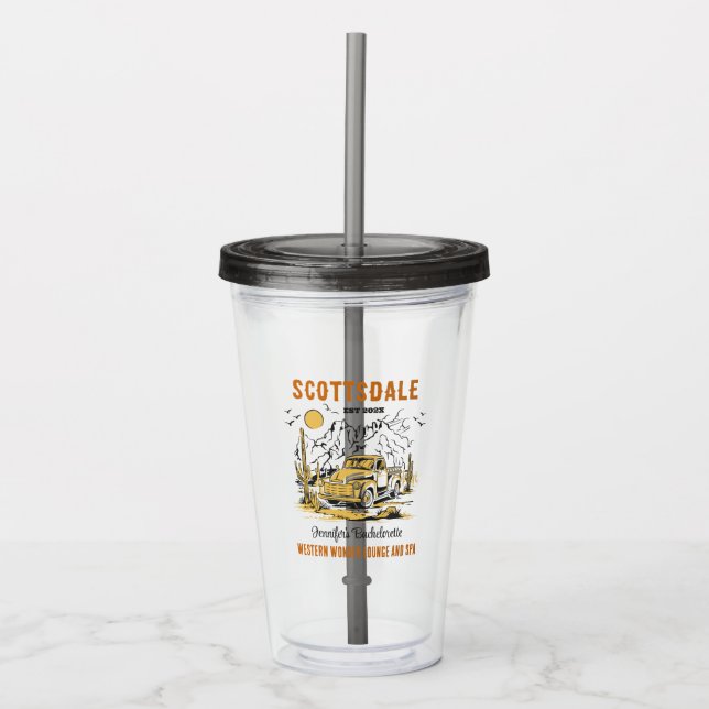 Desert Bachelorette Party Girls Weekend Custom Acrylic Tumbler (Front)