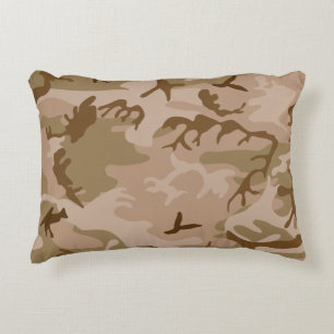 Desert Beige Brown Green Camo Camouflage Decorative Cushion