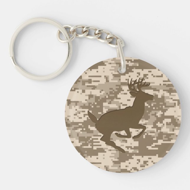 Desert Beige Digital Camouflage Deer Camo Pattern Key Ring (Front)