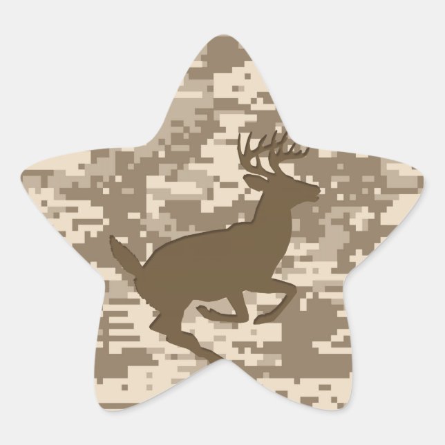 Desert Beige Digital Camouflage Deer Camo Pattern Star Sticker (Front)