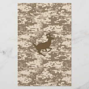 Desert Beige Digital Camouflage Deer Camo Pattern Stationery