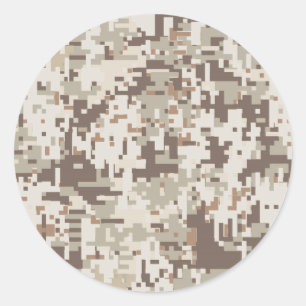 Desert Beige Style Digital Camouflage Classic Round Sticker