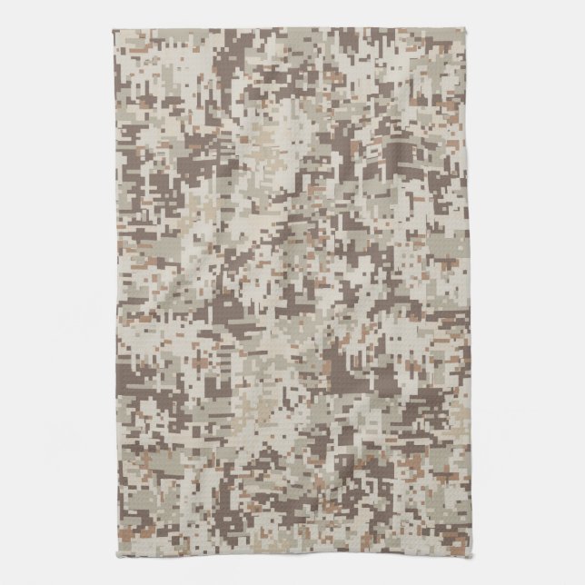Desert Beige Style Digital Camouflage Tea Towel (Vertical)