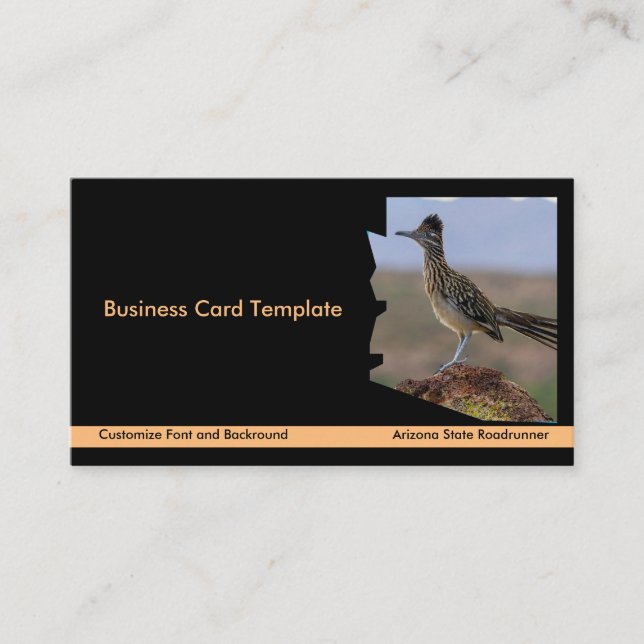Desert Bird Roadrunner Arizona State Map  Business Card (Front)