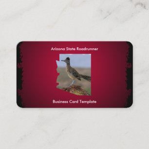 Desert Bird Roadrunner Arizona State Map  Business Card