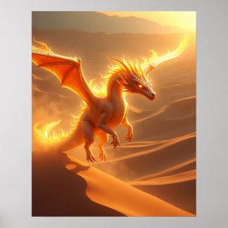 Desert Blaze Fire Dragon Poster