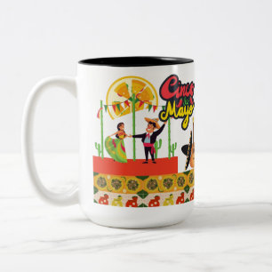 Desert Bloom Fiesta black & white Two-Tone Coffee Mug