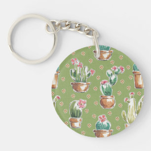 Desert Bloom Step Green Pattern Key Ring