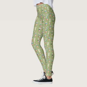Desert Bloom Step   Green Pattern Leggings