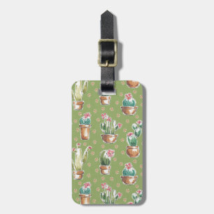 Desert Bloom Step Green Pattern Luggage Tag