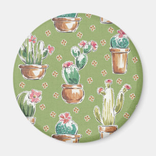 Desert Bloom Step   Green Pattern Magnet