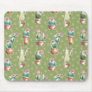 Desert Bloom Step   Green Pattern Mouse Mat