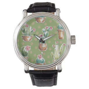 Desert Bloom Step Green Pattern Watch
