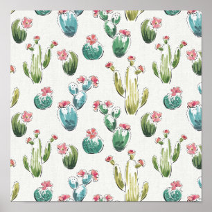 Desert Bloom Step   Pink Pattern Poster