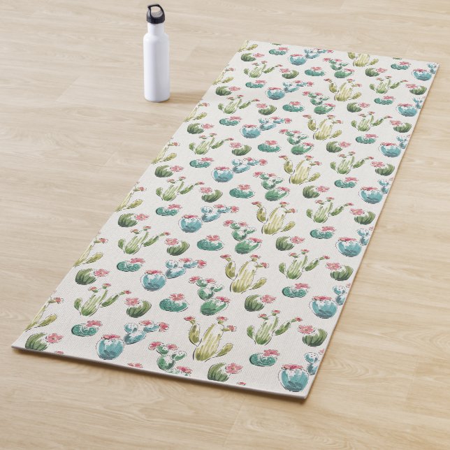 Desert Bloom Step | Pink Pattern Yoga Mat (In Situ)