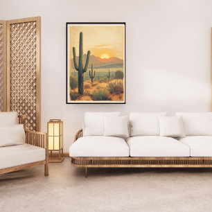 Desert Bloom – Vintage Arizona Travel  Poster