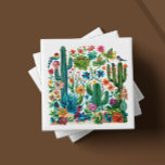 Desert Blooms Cacti Crescendo Tile<br><div class="desc">Welcome to the artistry of 'Desert Blooms Cacti Crescendo, ' one of six captivating ceramic tile designs from our cherished collection. Each tile is an artisanal portrayal of the desert's vibrant ecosystem, with a lush ensemble of cacti, blossoms, and fauna rendered in a kaleidoscope of rich, tactile colours. The 'Cacti...</div>