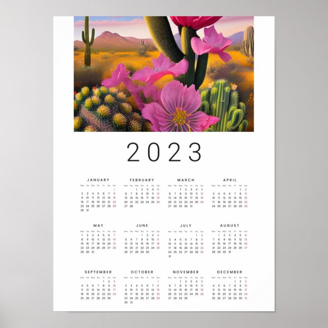 Desert Blooms Digital Art 2023 Calendar Poster (Front)