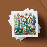 Desert Blooms Embroidered Eden Tile<br><div class="desc">Welcome to the artistry of 'Desert Blooms Embroidered Eden, ' one of six captivating ceramic tile designs from our cherished collection. Each tile is an artisanal portrayal of the desert's vibrant ecosystem, with a lush ensemble of cacti, blossoms, and fauna rendered in a kaleidoscope of rich, tactile colours. The 'Embroidered...</div>