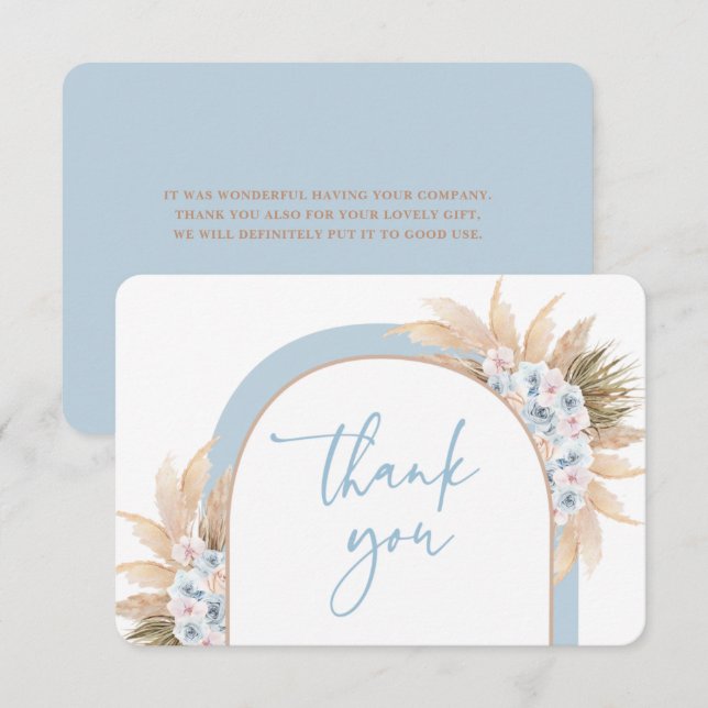 Desert Blue Arch Pampas Grass Boy thank you card (Front/Back)
