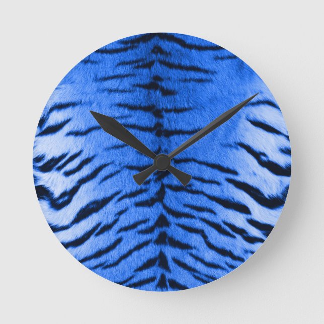 Desert Blue Tiger Skin Print Round Clock (Front)
