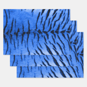 Desert Blue Tiger Skin Print Wrapping Paper Sheet