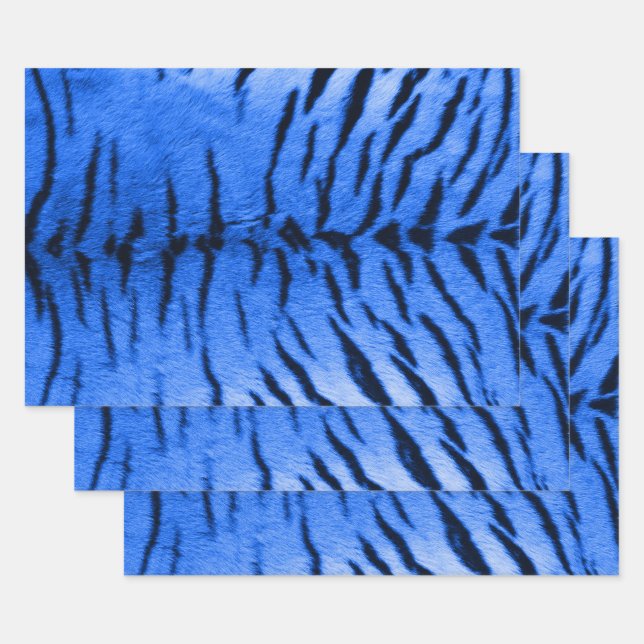 Desert Blue Tiger Skin Print Wrapping Paper Sheet (Set)