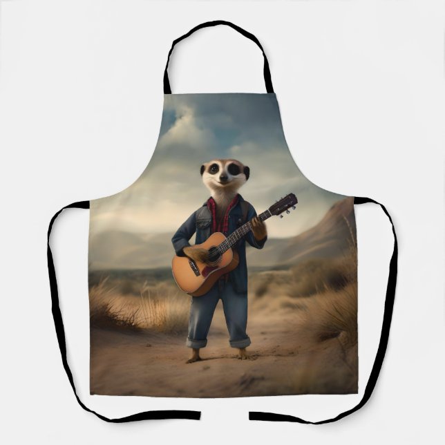 Desert Blues: A Meerkat’s Denim Guitar Jam, Apron (Front)