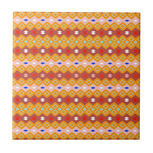 Desert Blush African Terracotta Geometric Tile (Front)
