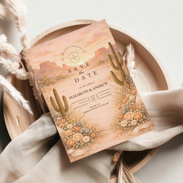 Desert Blush Cactus Landscape Wedding Save The Date (Creator Uploaded)