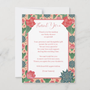 Desert Blush Pink Floral Baby Shower Thank You Card
