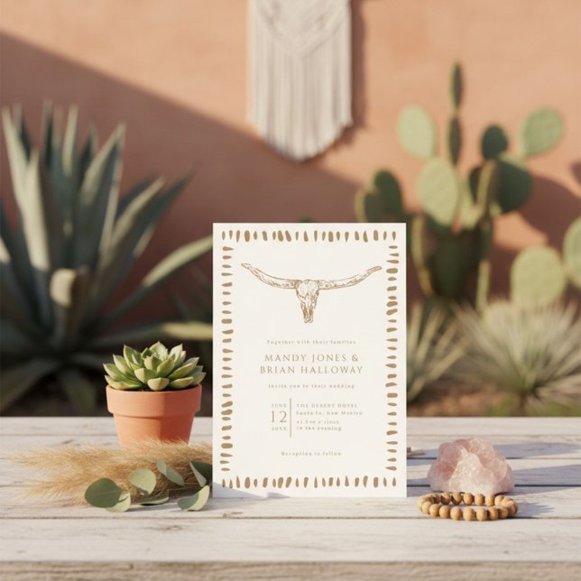 Desert Boho Cow Skull Wedding Invitation (Desert Boho Cow Skull Wedding Invitation)