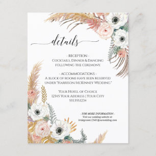 Desert Boho Floral Pampas Grass Foliage Wedding Invitation