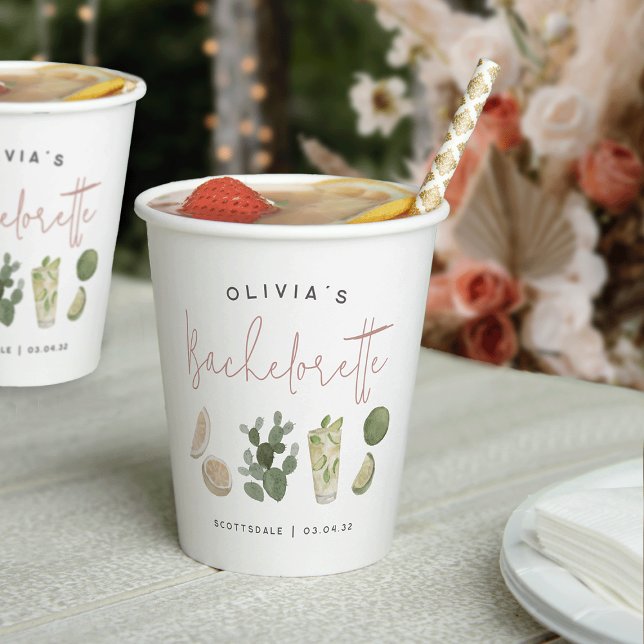 Desert Boho Personalised Bachelorette Party Paper Cups (Creator Uploaded)