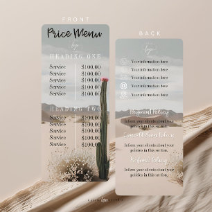Desert   Boho   Price Menu   Policy Sheet