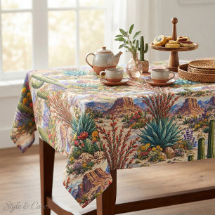 Desert Botanical Cactus & Wildflower Landscapes Tablecloth