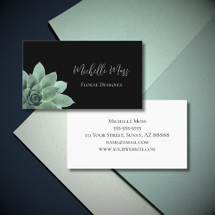 Desert Botanical Succulent Black White Elegant  Business Card