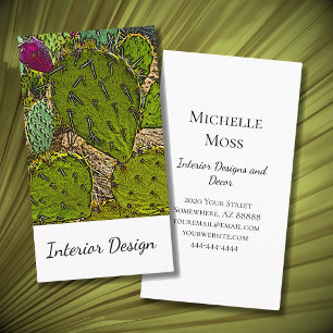 Desert Botanical Succulent Cactus Interior Design Business Card