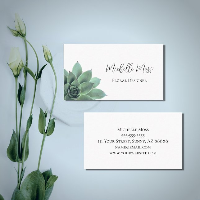 Desert Botanical Succulent Elegant Floral Designer Business Card (Creator Uploaded)