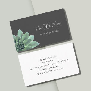 Desert Botanical Succulent Elegant Grey Business Card
