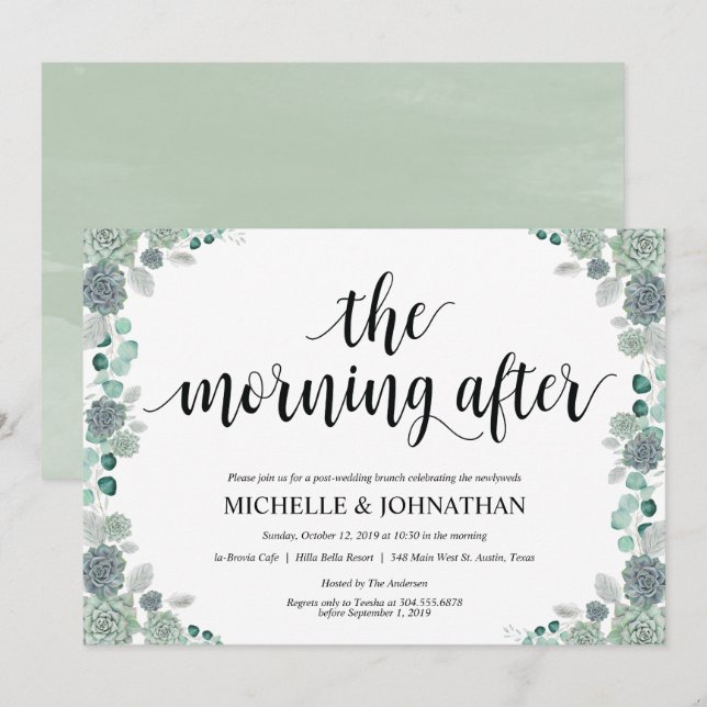 Desert Botanical Wedding Brunch Invitation Card (Front/Back)