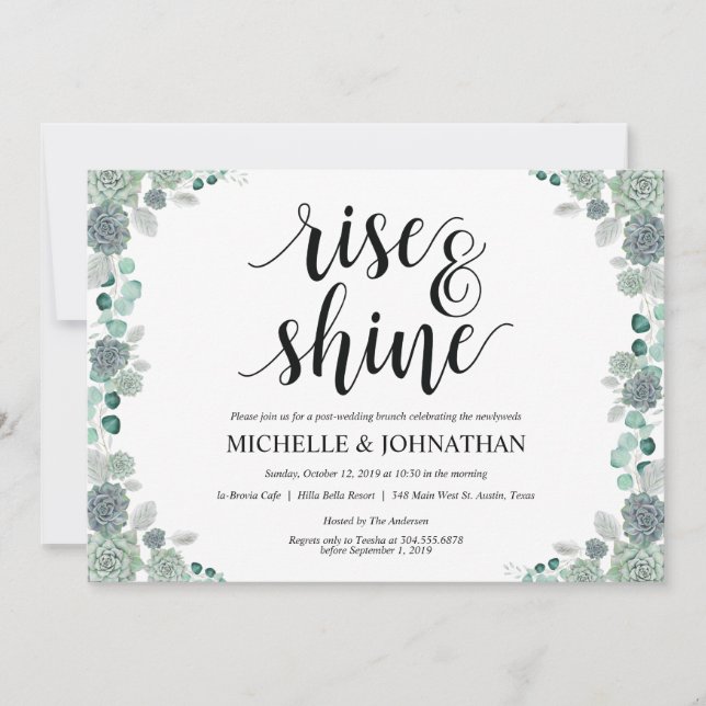 Desert Botanical Wedding Brunch Invitation Card (Front)