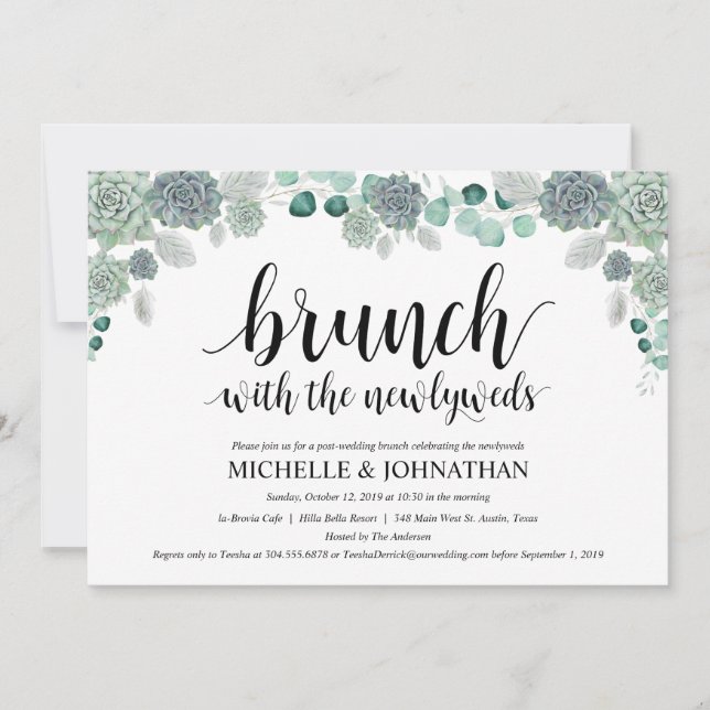 Desert Botanical Wedding Brunch Invitation Card (Front)