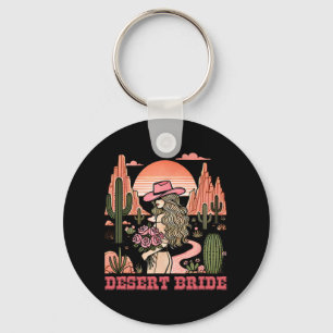 Desert Bride Cactus Landscape Sunset Hat Roses Key Ring