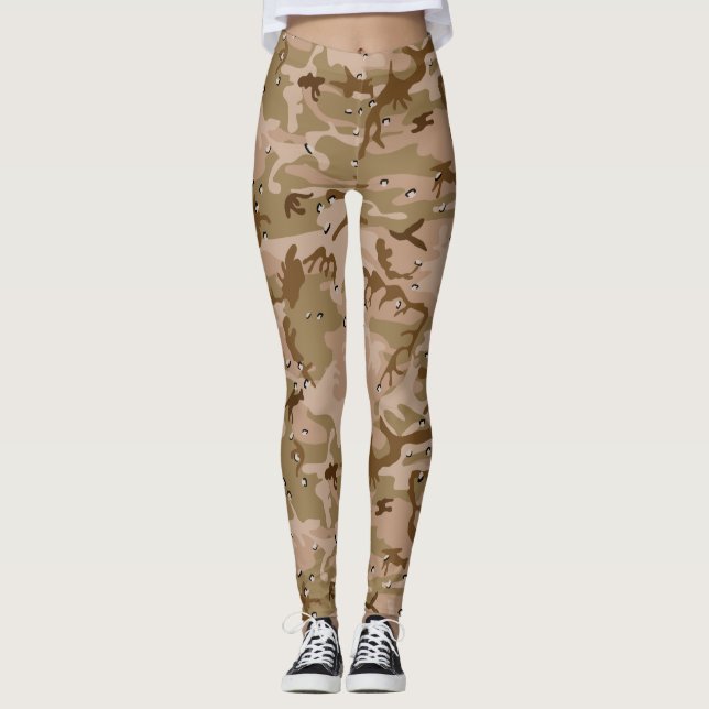 Desert Brown Camouflage Pattern Camo your Leggings (Front)