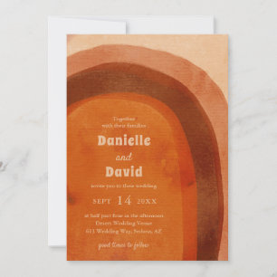 Desert Burnt Orange Arch Boho All In One Wedding Invitation