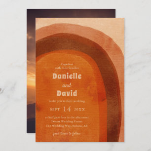 Desert Burnt Orange Boho Arch Photo Modern Wedding Invitation