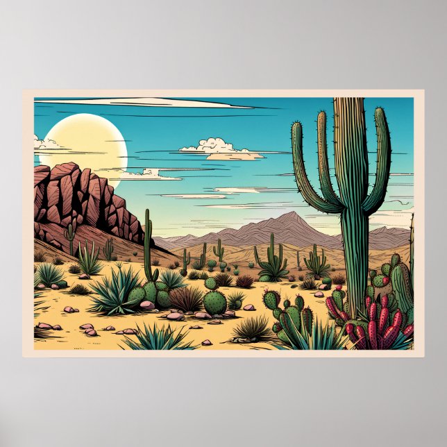 Desert Butte Mesa Graphic Art Landscape Poster (Front)