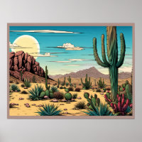 Desert Butte Mesa Graphic Art Landscape