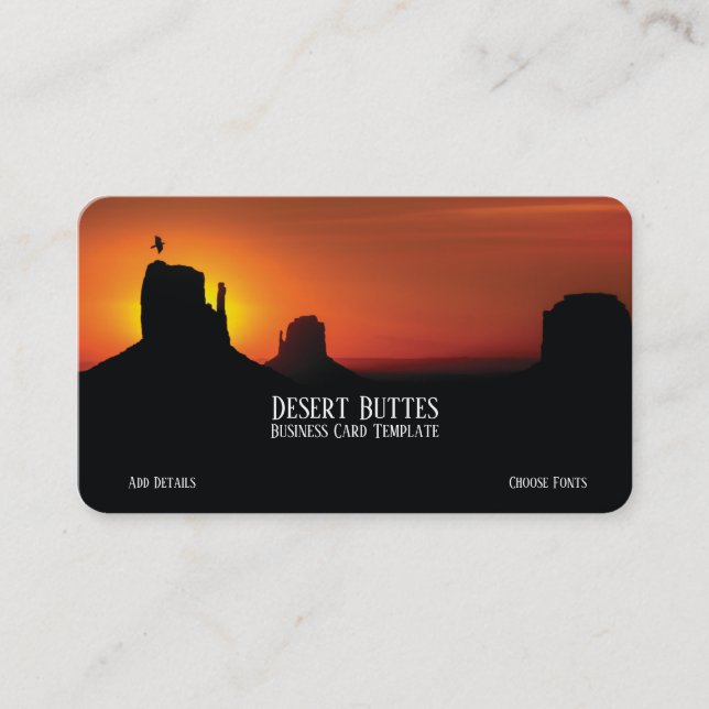 Desert Buttes Landscape Sunset Business Card (Front)